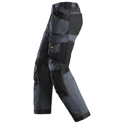 Snickers 6251 AllroundWork Stretch Loose fit Work Trousers with Holster Pockets Steel Grey Black left #colour_steel-grey-black