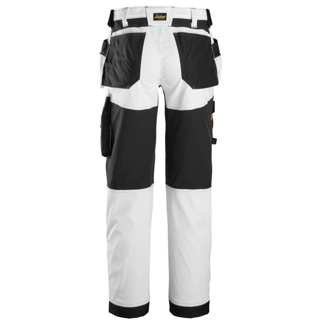 Snickers 6251 AllroundWork Stretch Loose fit Work Trousers with Holster Pockets White Black back #colour_white-black