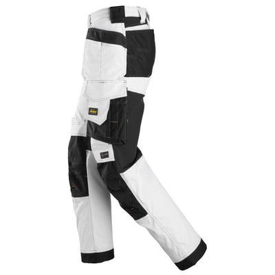 Snickers 6251 AllroundWork Stretch Loose fit Work Trousers with Holster Pockets White Black left #colour_white-black