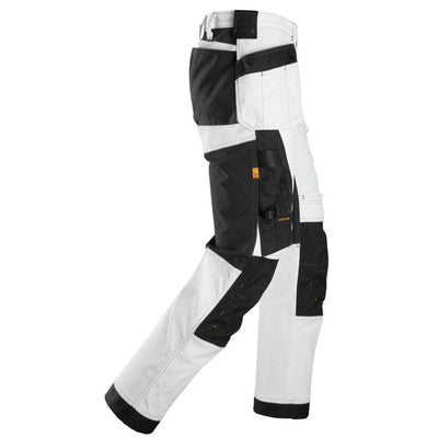 Snickers 6251 AllroundWork Stretch Loose fit Work Trousers with Holster Pockets White Black right #colour_white-black