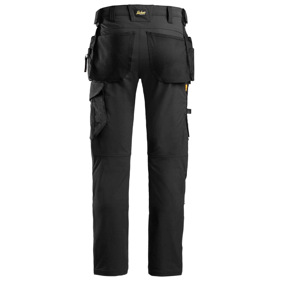 Snickers 6271 AllroundWork Full Stretch Slim Fit Trousers with Holster Pockets Black Black back #colour_black-black