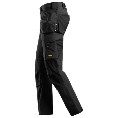 Snickers 6271 AllroundWork Full Stretch Slim Fit Trousers with Holster Pockets Black Black left #colour_black-black