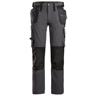 Snickers 6271 AllroundWork Full Stretch Slim Fit Trousers with Holster Pockets Steel Grey Black Main #colour_steel-grey-black