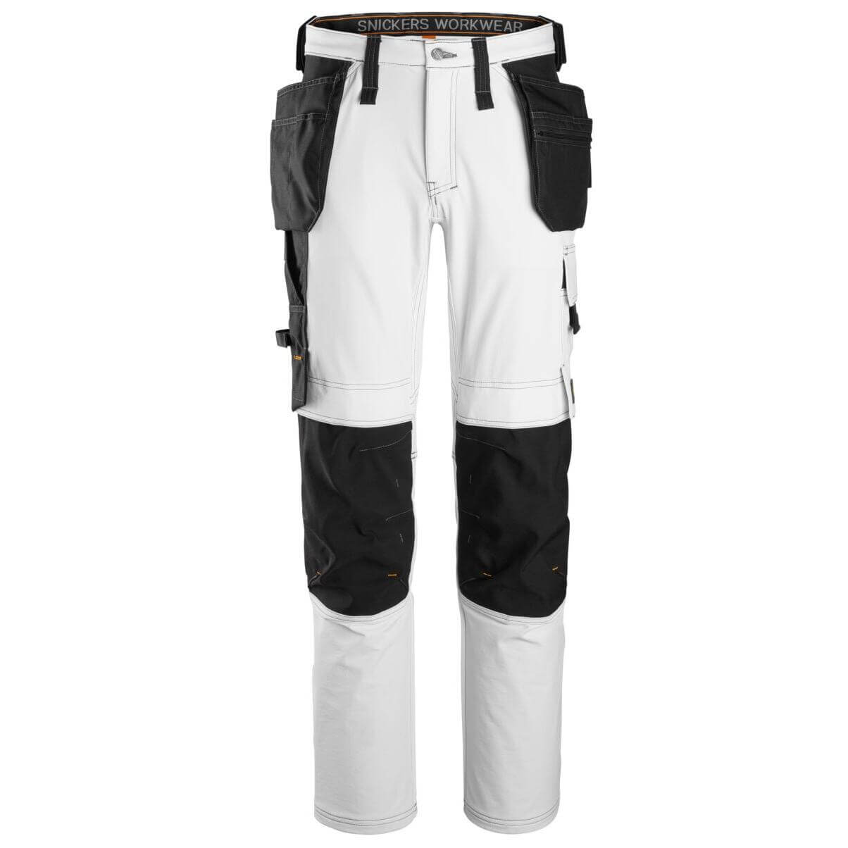 Snickers 6271 AllroundWork Full Stretch Slim Fit Trousers with Holster Pockets White Black Main #colour_white-black
