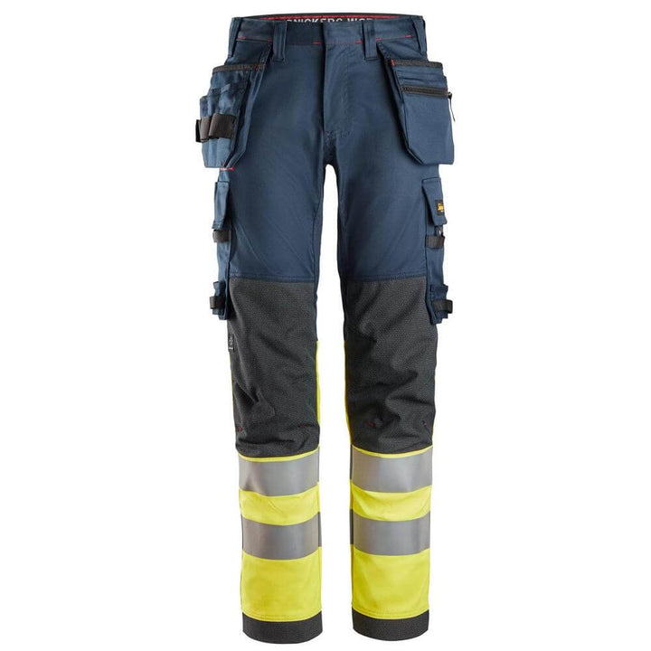 Snickers 6274 ProtecWork Stretch Work Trousers Holster Pockets High Vis Class 1 Navy Hi Visibilty Yellow Main #colour_navy-hi-visibilty-yellow