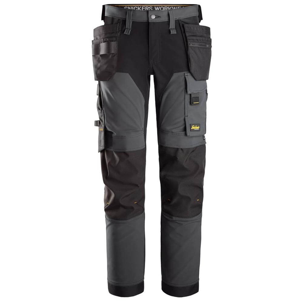 Snickers 6275 AllroundWork 4 way Stretch Trousers Holster Pockets Steel Grey Black Main #colour_steel-grey-black