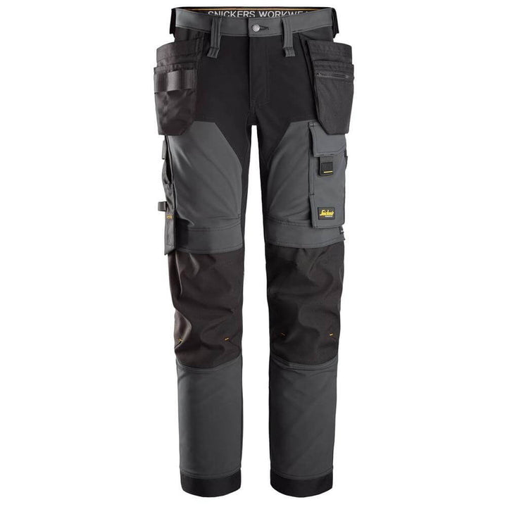Snickers 6275 AllroundWork 4 way Stretch Trousers Holster Pockets Steel Grey Black Main #colour_steel-grey-black
