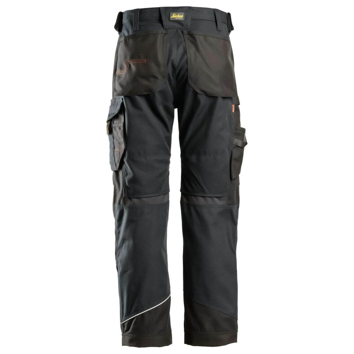 Snickers 6314 RuffWork Heavy Duty Canvas+ Work Trousers Black Black back #colour_black-black