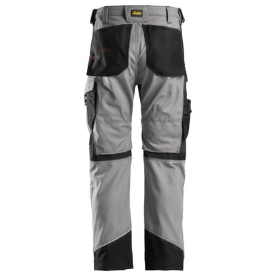 Snickers 6314 RuffWork Heavy Duty Canvas+ Work Trousers Grey Black back #colour_grey-black