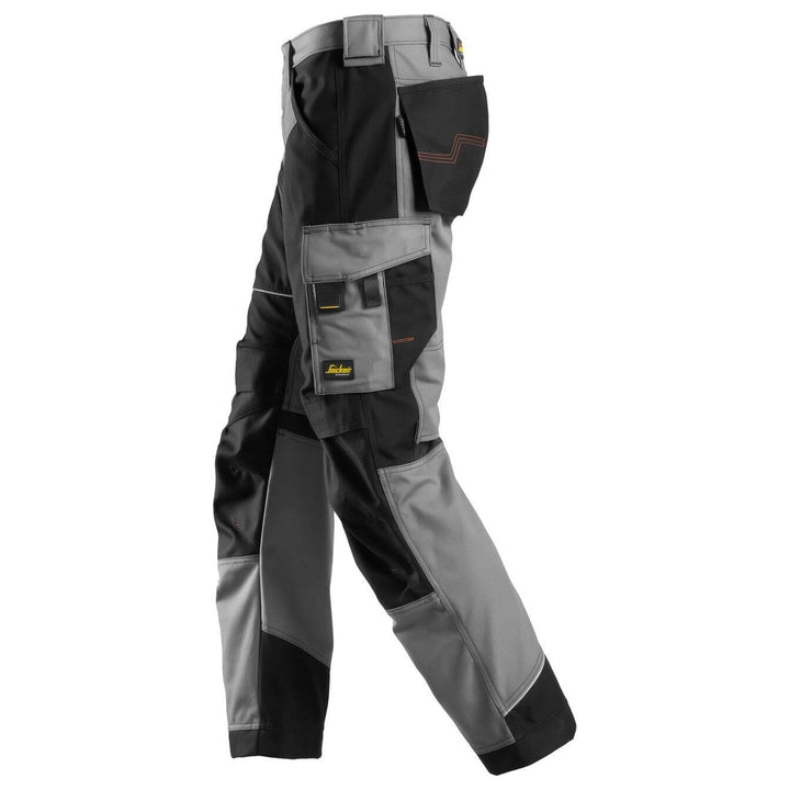 Snickers 6314 RuffWork Heavy Duty Canvas+ Work Trousers Grey Black left #colour_grey-black