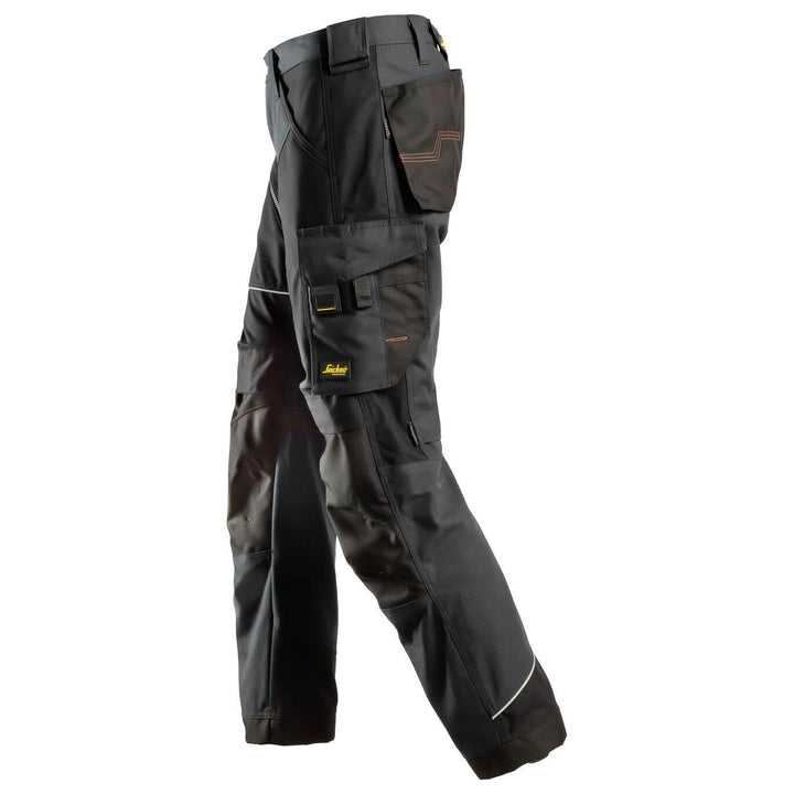 Snickers 6314 RuffWork Heavy Duty Canvas+ Work Trousers Steel Grey Black left #colour_steel-grey-black