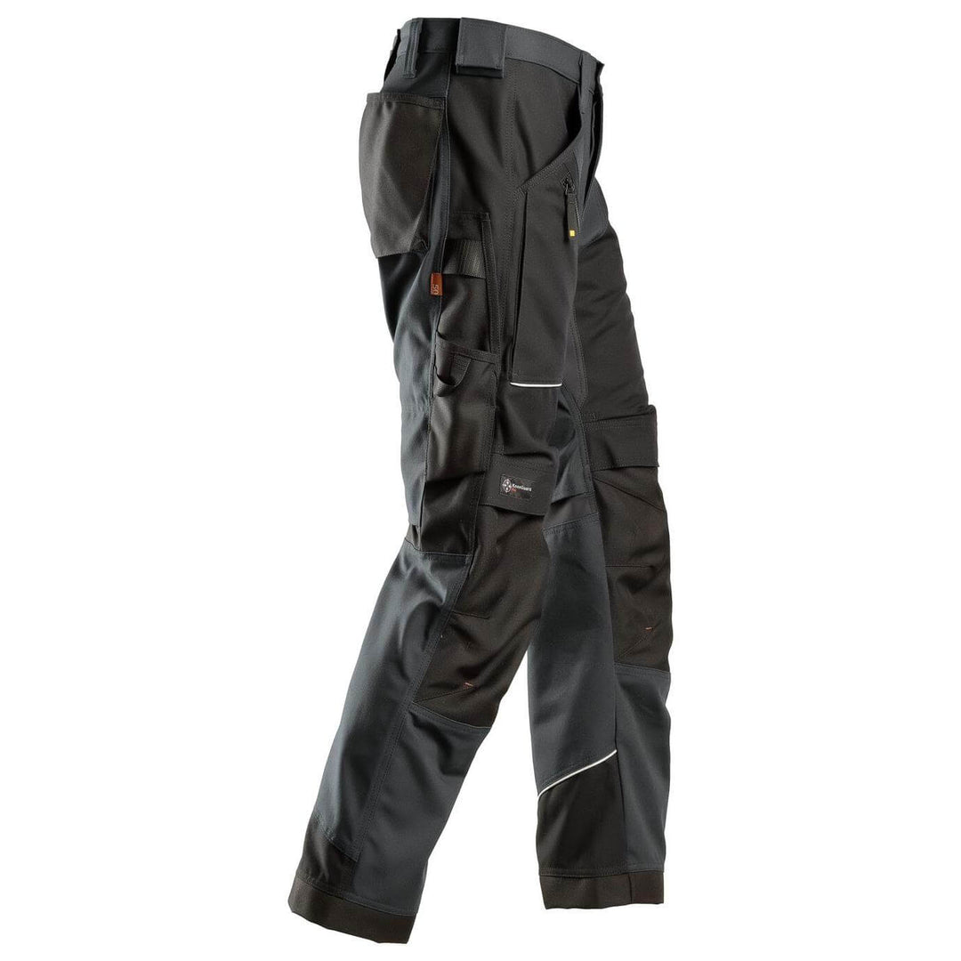 Snickers 6314 RuffWork Heavy Duty Canvas+ Work Trousers Steel Grey Black right #colour_steel-grey-black