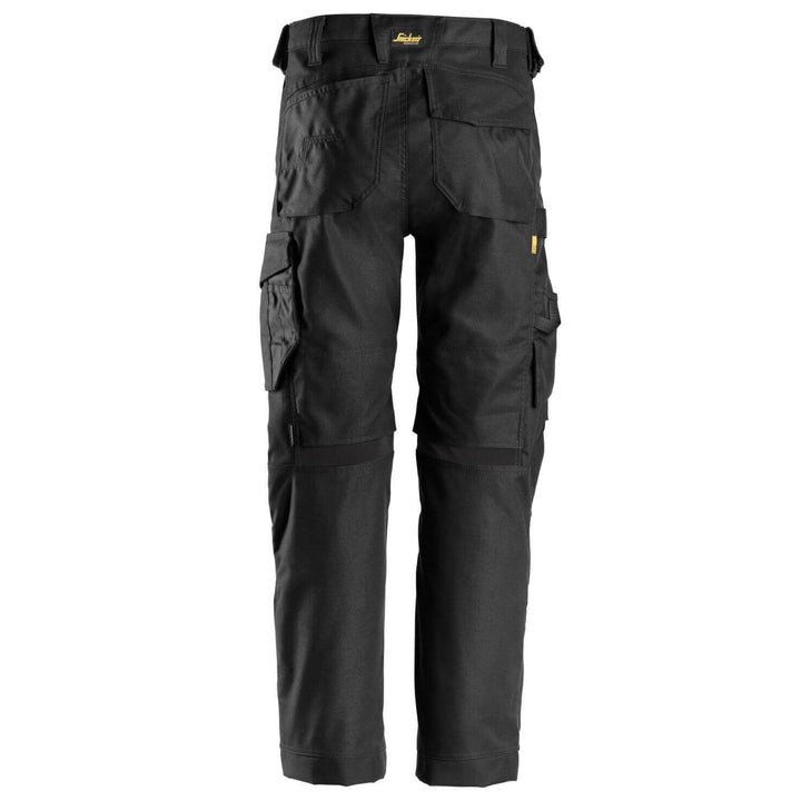 Snickers 6324 AllroundWork Canvas+ Stretch Work Trousers Black Black back #colour_black-black