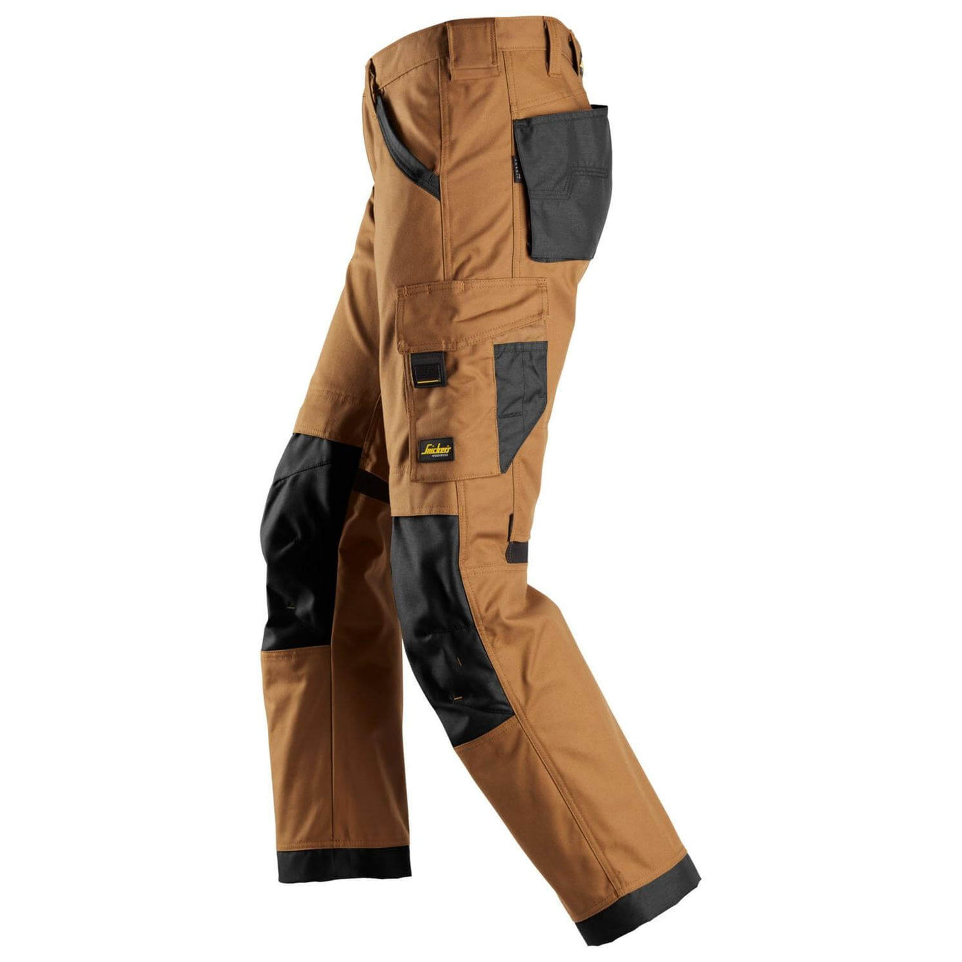 Snickers 6324 AllroundWork Canvas+ Stretch Work Trousers Brown Black left #colour_brown-black