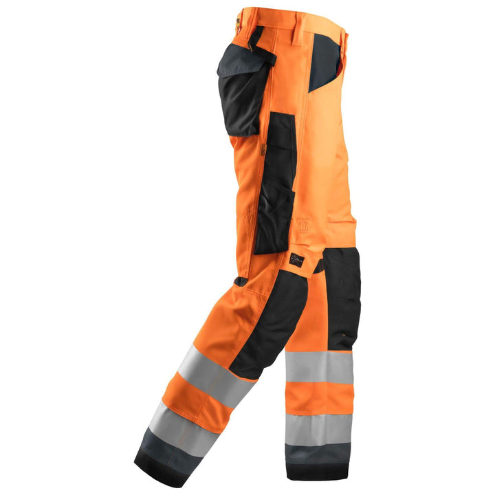 Snickers 6331 Hi Vis Work Trousers Class 2 Hi Vis Orange Steel Grey right #colour_hi-vis-orange-steel-grey