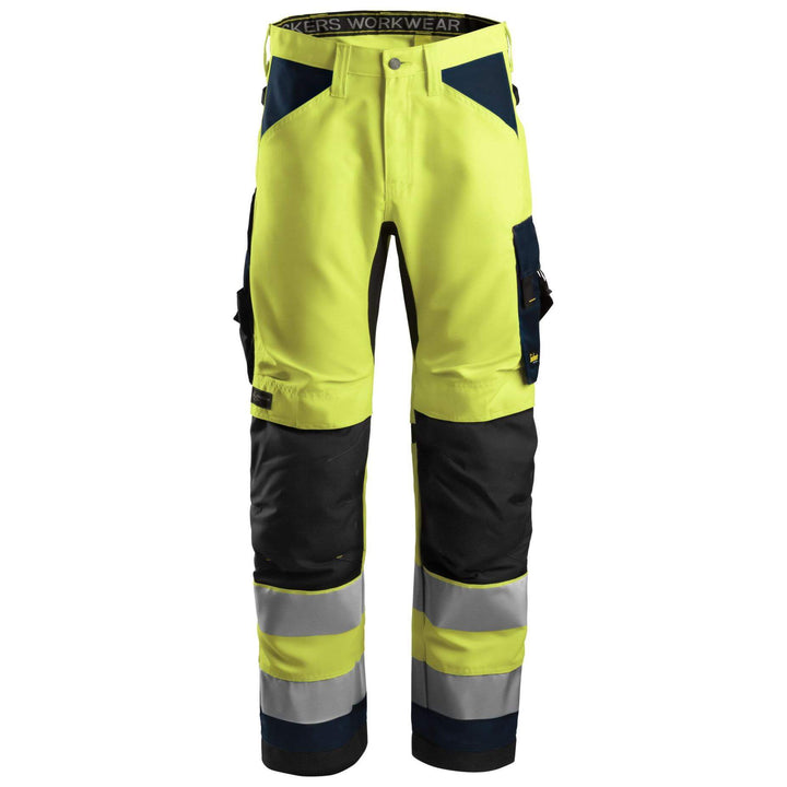 Snickers 6331 Hi Vis Work Trousers Class 2 Hi Vis Yellow Navy Blue Main #colour_hi-vis-yellow-navy-blue