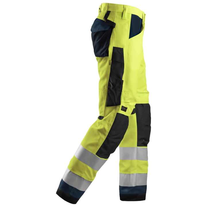 Snickers 6331 Hi Vis Work Trousers Class 2 Hi Vis Yellow Navy Blue right #colour_hi-vis-yellow-navy-blue