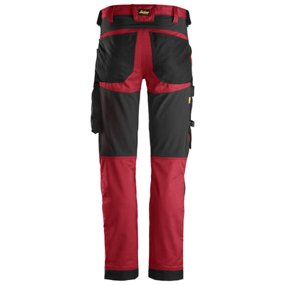 Snickers 6341 AllroundWork Slim Fit Stretch Trousers Chili Red Black back #colour_chili-red-black