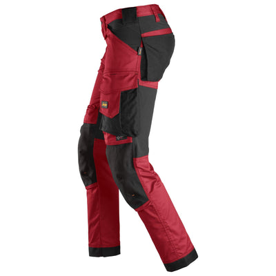 Snickers 6341 AllroundWork Slim Fit Stretch Trousers Chili Red Black left #colour_chili-red-black