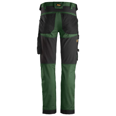 Snickers 6341 AllroundWork Slim Fit Stretch Trousers Forest Green Black back #colour_forest-green-black