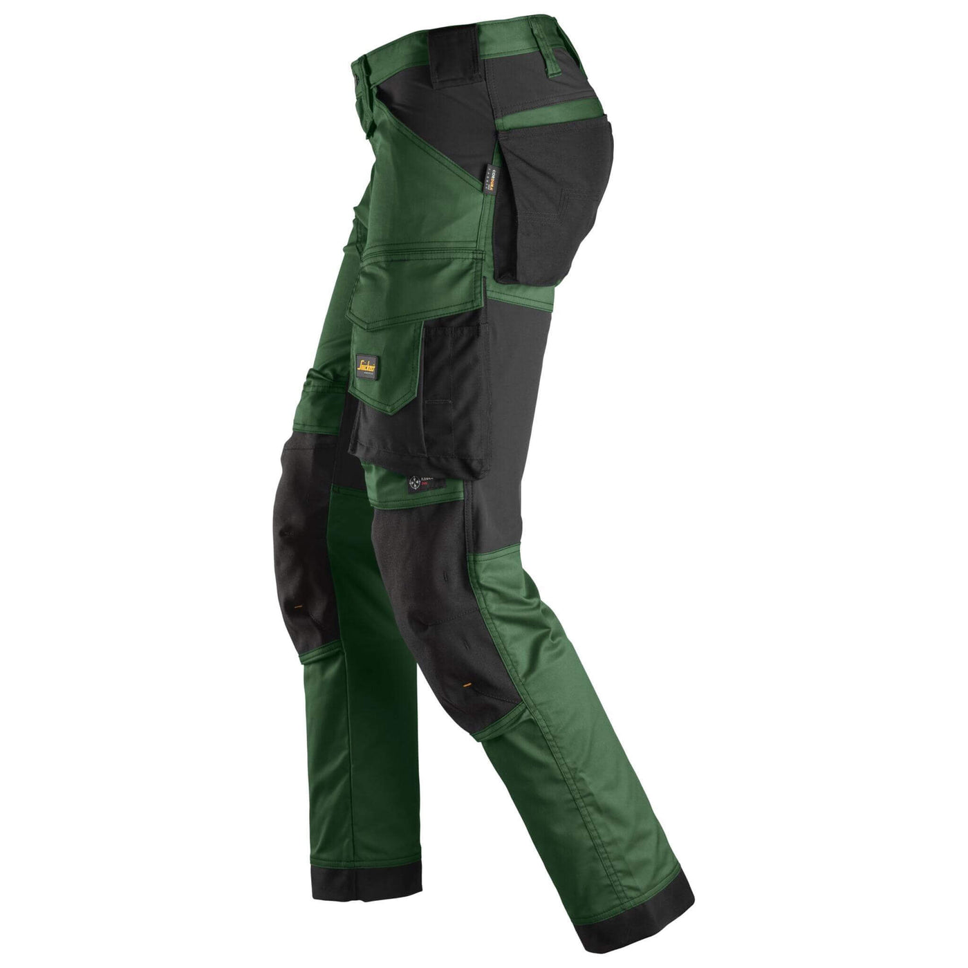 Snickers 6341 AllroundWork Slim Fit Stretch Trousers Forest Green Black left #colour_forest-green-black