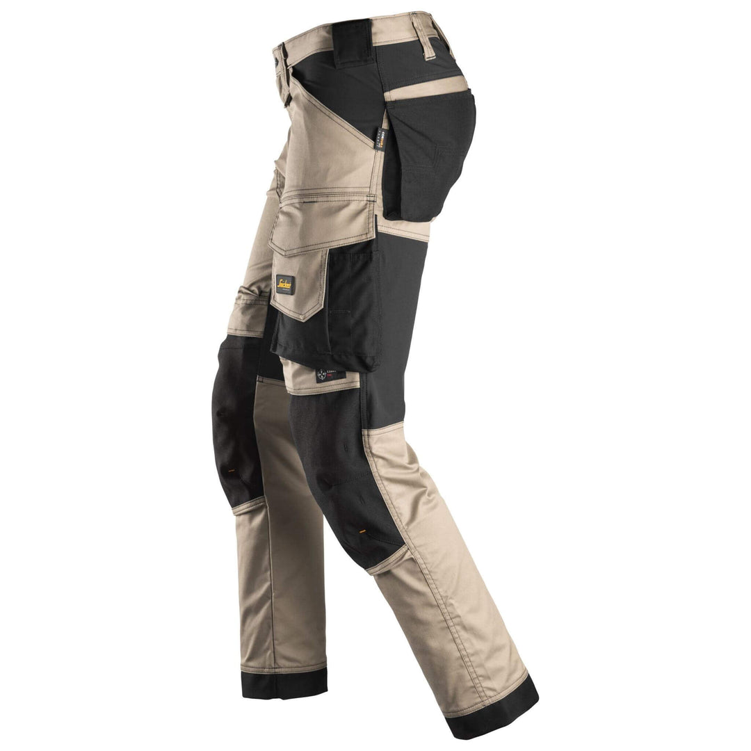 Snickers 6341 AllroundWork Slim Fit Stretch Trousers Khaki Black left #colour_khaki-black