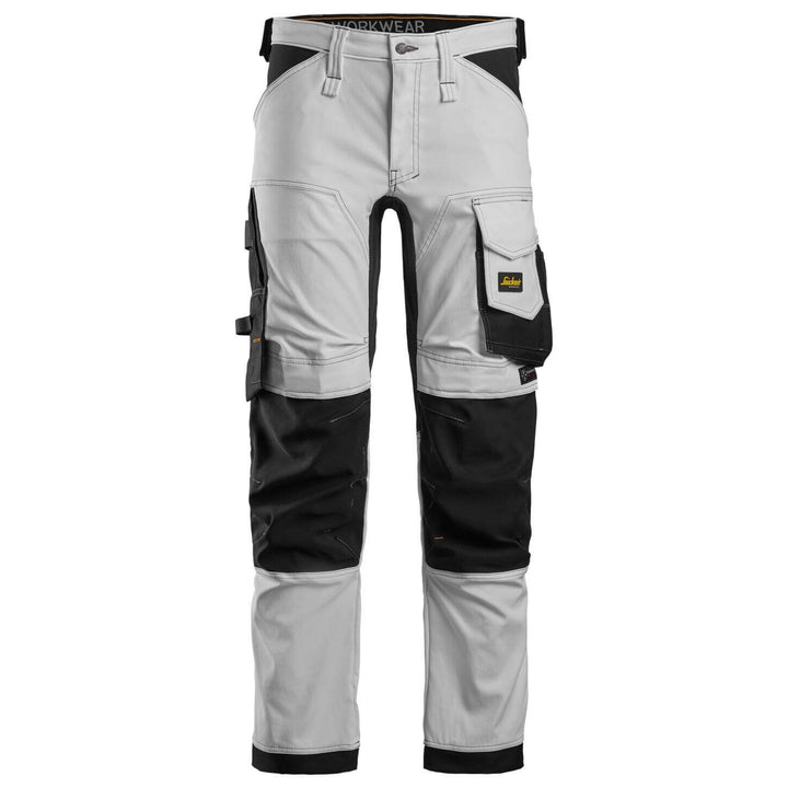 Snickers 6341 AllroundWork Slim Fit Stretch Trousers White Black Main #colour_white-black