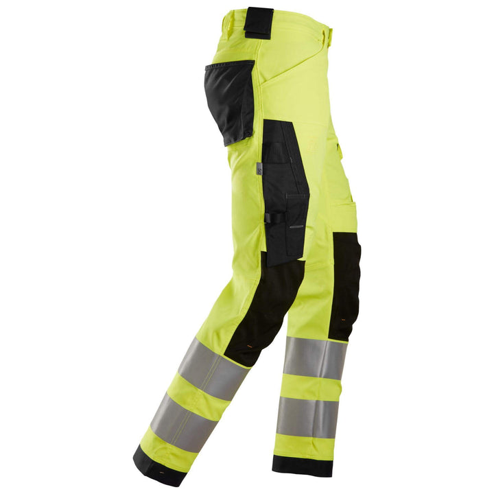 Snickers 6343 Hi Vis Slim Fit Stretch Trousers Class 2 Hi Vis Yellow Black right #colour_hi-vis-yellow-black