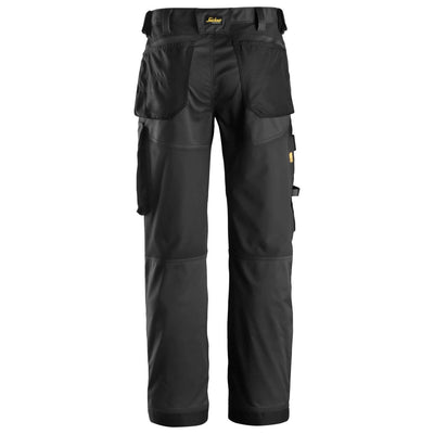 Snickers 6351 AllroundWork Stretch Loose Fit Work Trousers Black Black back #colour_black-black