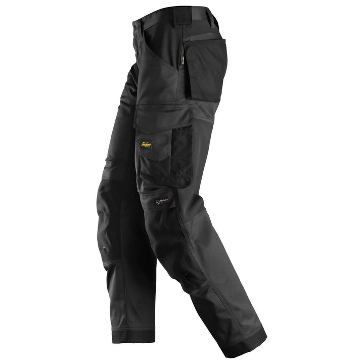 Snickers 6351 AllroundWork Stretch Loose Fit Work Trousers Black Black left #colour_black-black