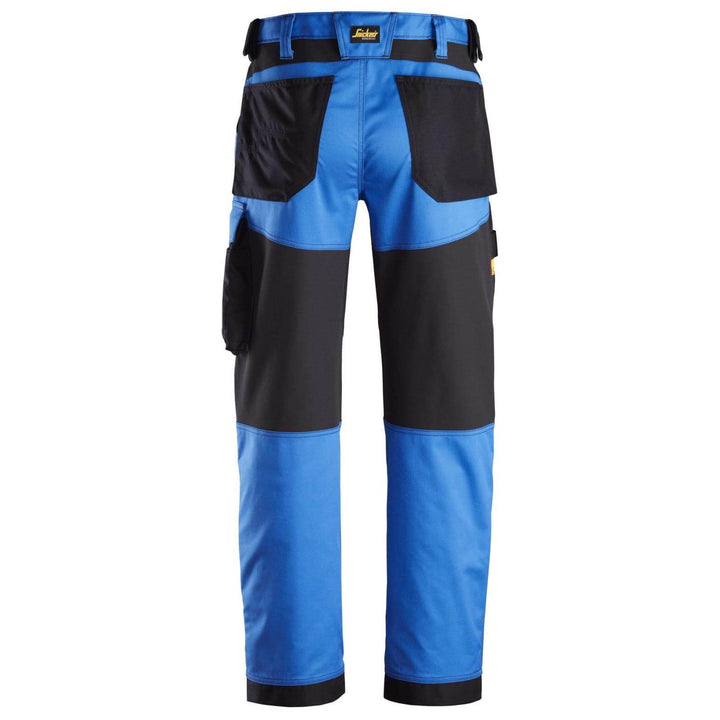 Snickers 6351 AllroundWork Stretch Loose Fit Work Trousers True Blue Black back #colour_true-blue-black