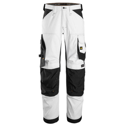 Snickers 6351 AllroundWork Stretch Loose Fit Work Trousers White Black Main #colour_white-black
