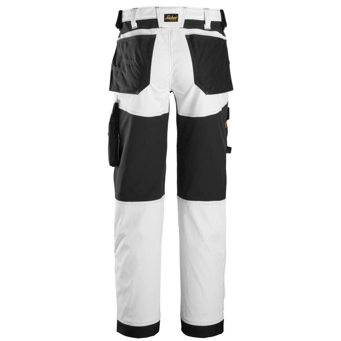 Snickers 6351 AllroundWork Stretch Loose Fit Work Trousers White Black back #colour_white-black