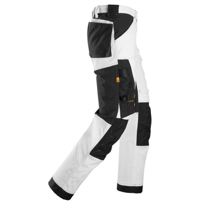Snickers 6351 AllroundWork Stretch Loose Fit Work Trousers White Black right #colour_white-black