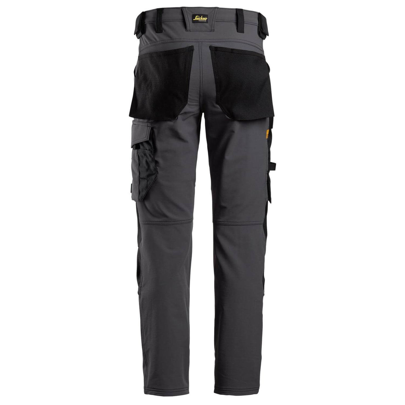 Snickers 6371 AllroundWork Full Stretch Slim Fit Trousers Steel Grey Black back #colour_steel-grey-black