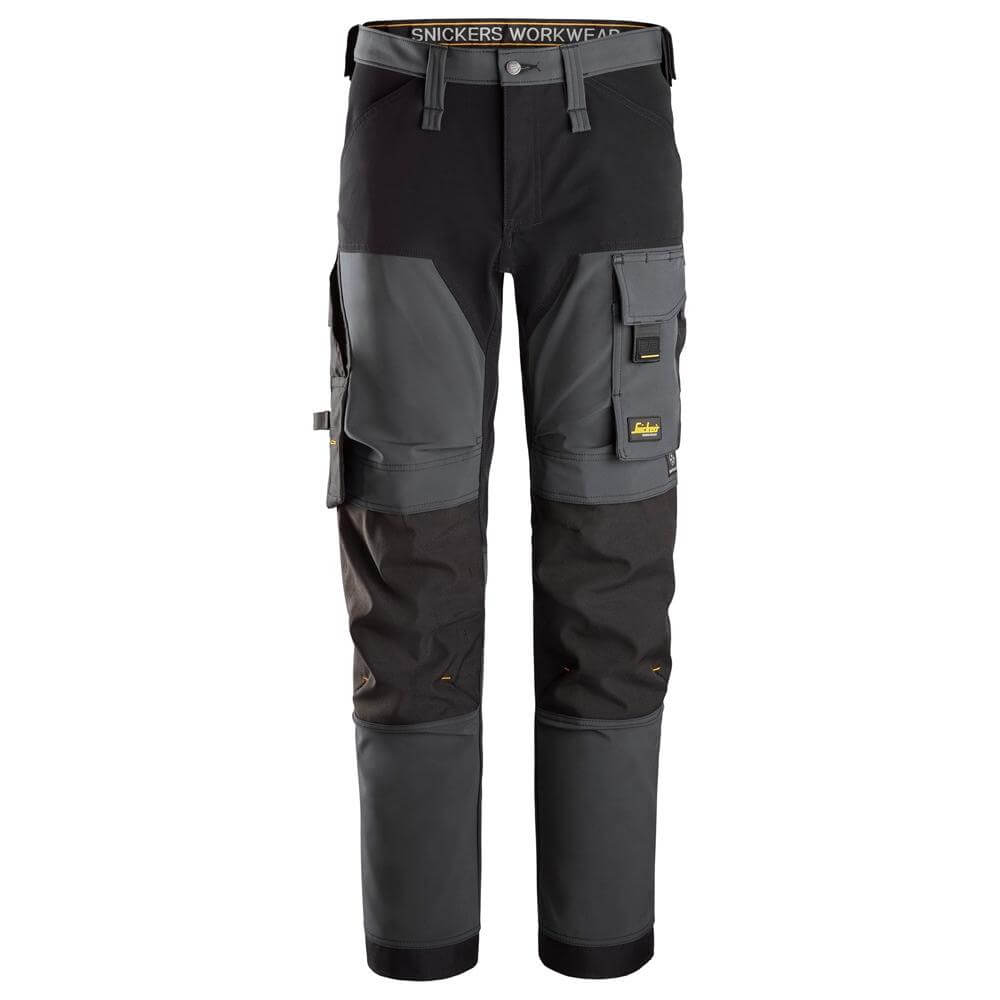 Snickers 6375 AllroundWork 4 way Stretch Trousers Steel Grey Black Main #colour_steel-grey-black