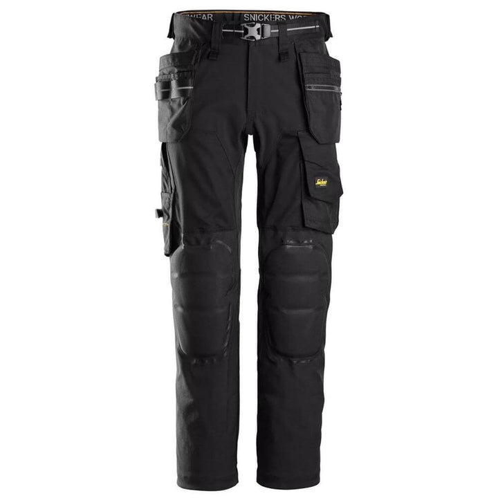 Snickers 6590 AllroundWork Stretch Trousers Capsulized Kneepads Holster Pockets Black Black Main #colour_black-black