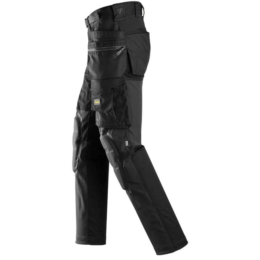 Snickers 6590 AllroundWork Stretch Trousers Capsulized Kneepads Holster Pockets Black Black left #colour_black-black