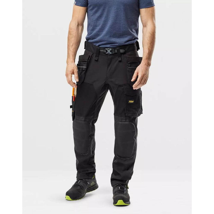 Snickers 6590 AllroundWork Stretch Trousers Capsulized Kneepads Holster Pockets Black Black model1 #colour_black-black