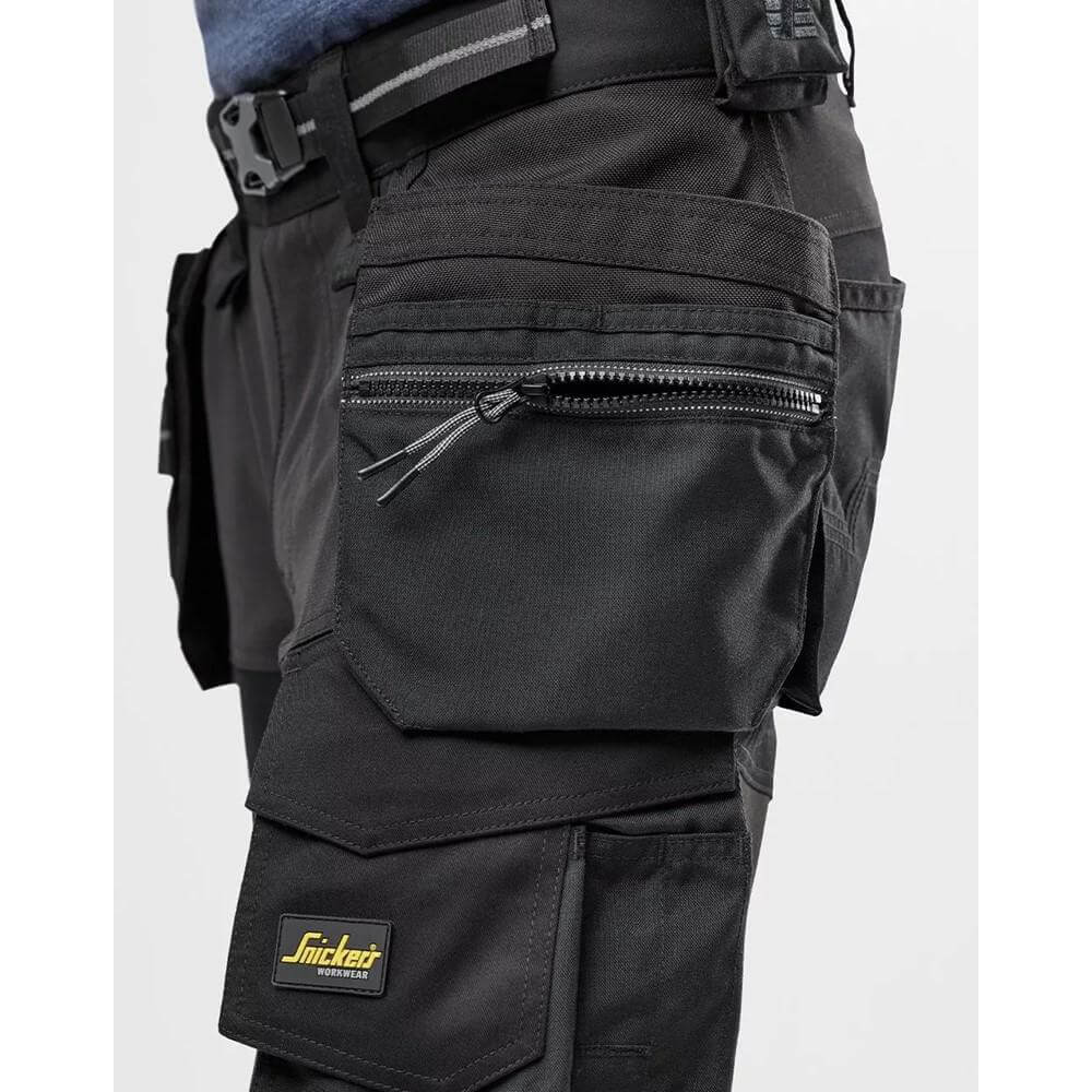 Snickers 6590 AllroundWork Stretch Trousers Capsulized Kneepads Holster Pockets Black Black model5 #colour_black-black