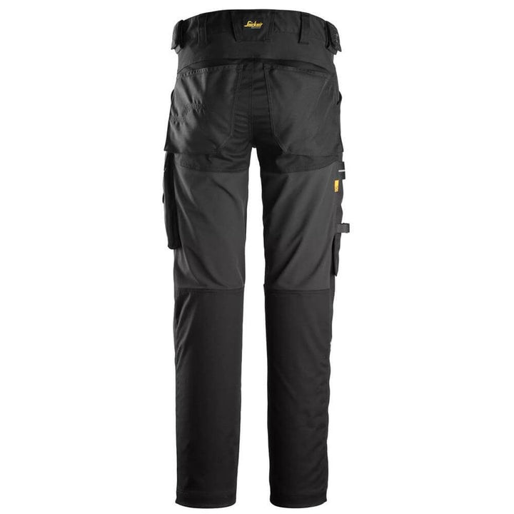 Snickers 6593 AllroundWork Stretch Trousers Capsulized Kneepads Black Black back #colour_black-black