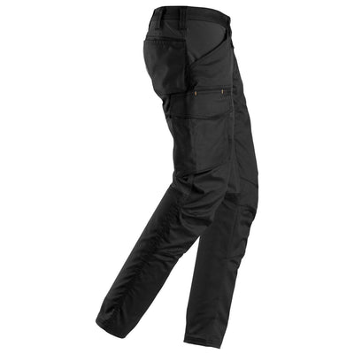 Snickers 6703 AllroundWork Womens Slim Fit Stretch Trousers without Knee Pockets Black Black right #colour_black-black
