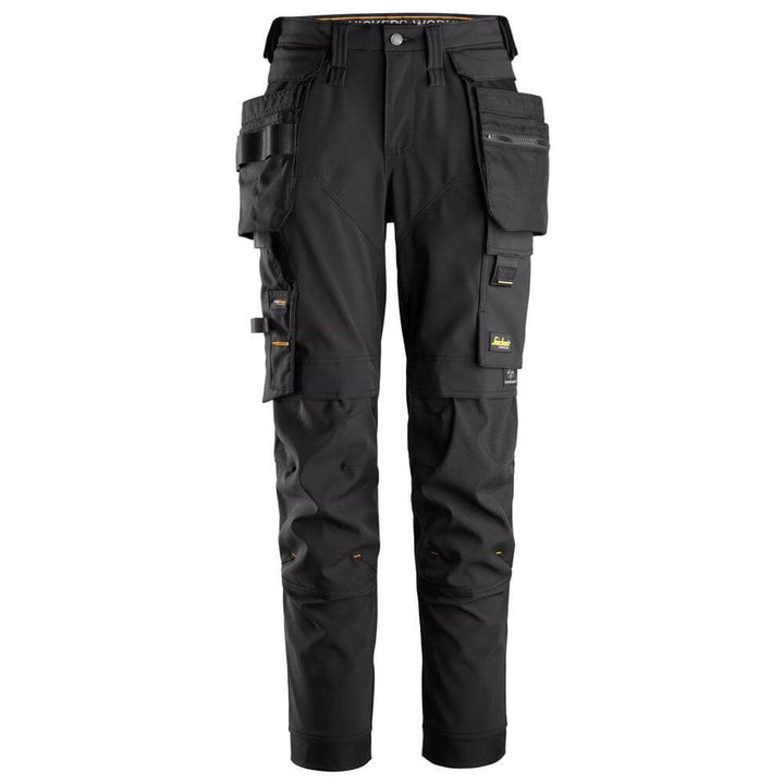 Snickers 6775 AllroundWork Womens 4 way Stretch Trousers Detachable Holster Pockets Black Black Main #colour_black-black