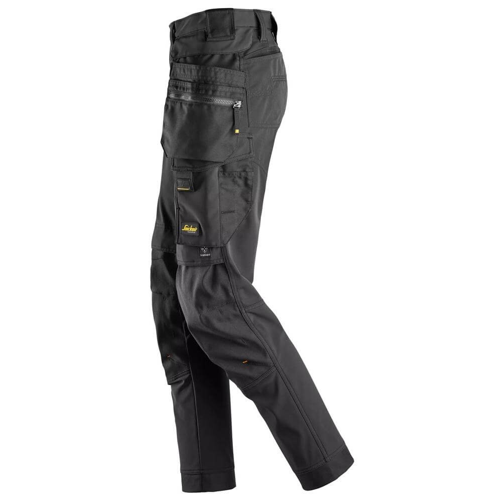 Snickers 6775 AllroundWork Womens 4 way Stretch Trousers Detachable Holster Pockets Black Black left #colour_black-black