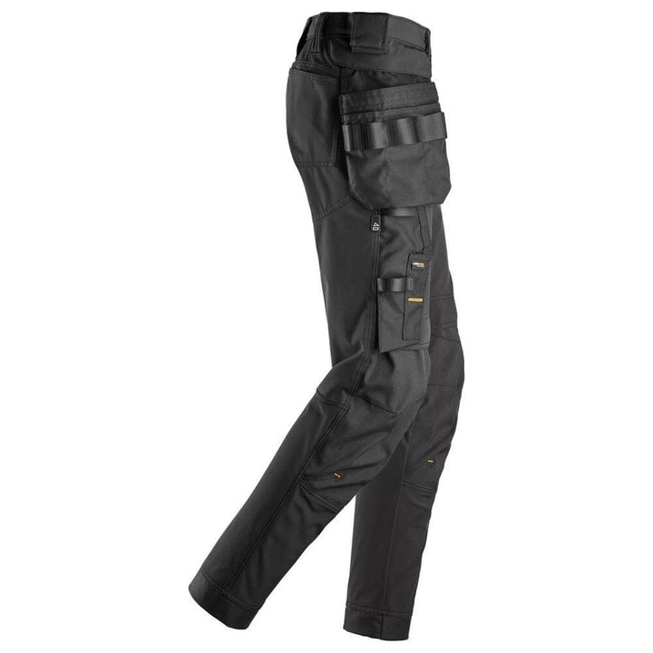 Snickers 6775 AllroundWork Womens 4 way Stretch Trousers Detachable Holster Pockets Black Black right #colour_black-black