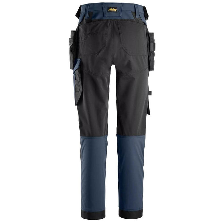 Snickers 6775 AllroundWork Womens 4 way Stretch Trousers Detachable Holster Pockets Navy Black back #colour_navy-black