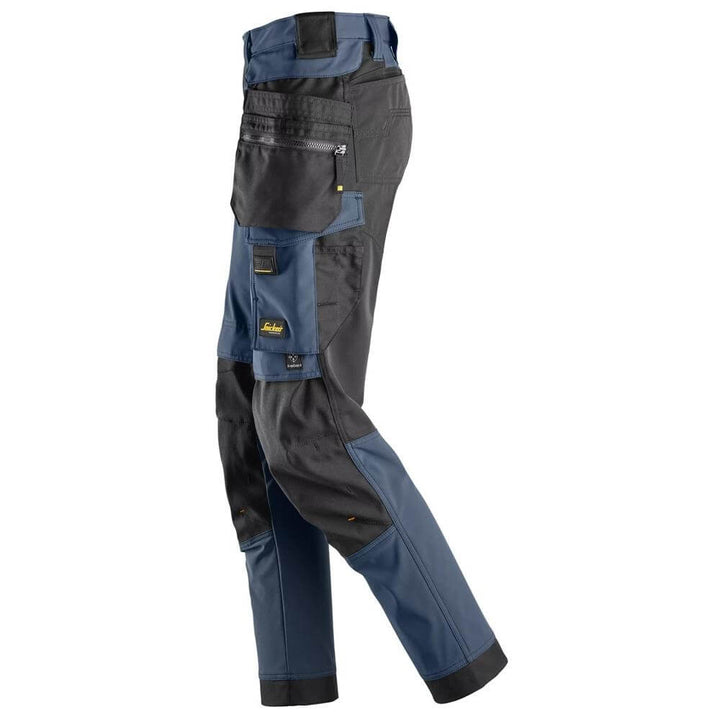 Snickers 6775 AllroundWork Womens 4 way Stretch Trousers Detachable Holster Pockets Navy Black left #colour_navy-black