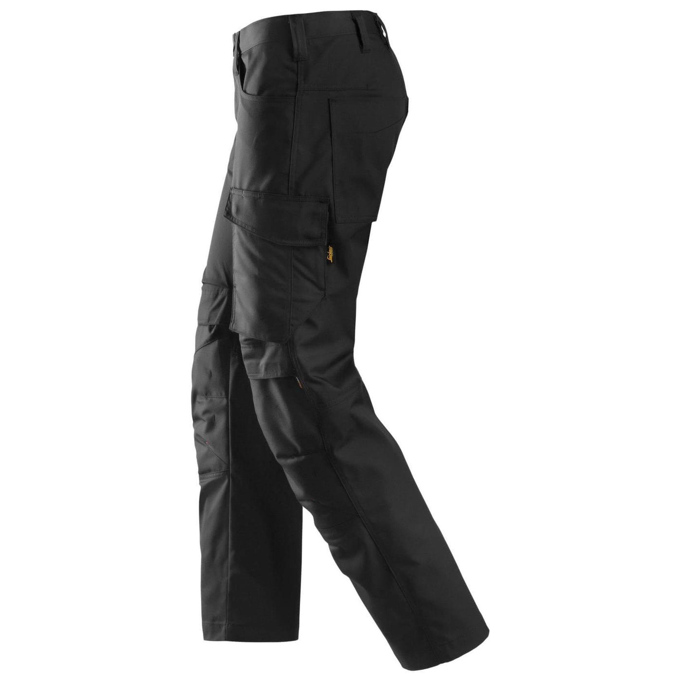 Snickers 6801 Service Trousers with Knee Pad Pockets Black Black left #colour_black-black