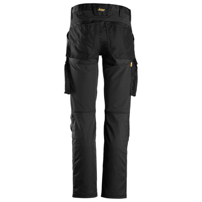 Snickers 6803 AllroundWork Stretch Trousers without Knee Pad Pockets Black Black back #colour_black-black