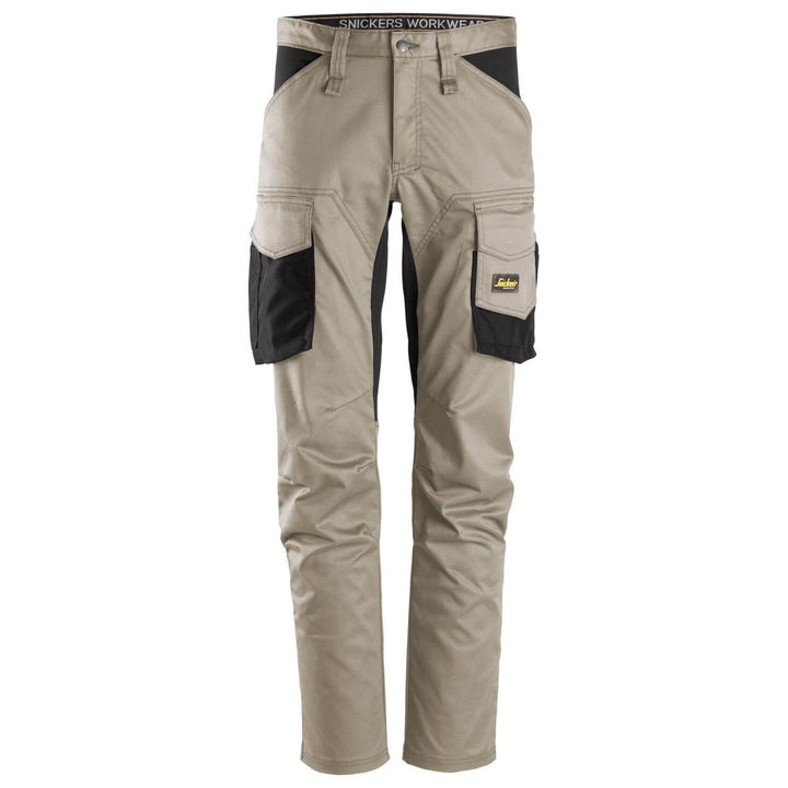 Snickers 6803 AllroundWork Stretch Trousers without Knee Pad Pockets Khaki Black 3925732 #colour_khaki-black